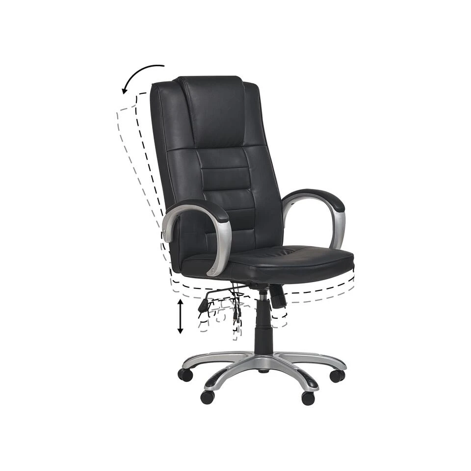 Beliani Bureaustoel GRANDEUR - Zwart Kunstleer 4 Beliani Bureaustoel GRANDEUR - Zwart Kunstleer - Afbeelding 4