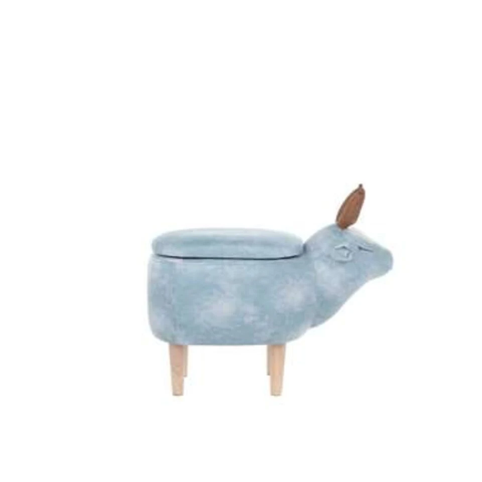Beliani Hocker REINDEER - Blauw Polyester 4 Beliani Hocker REINDEER - Blauw Polyester - Afbeelding 4