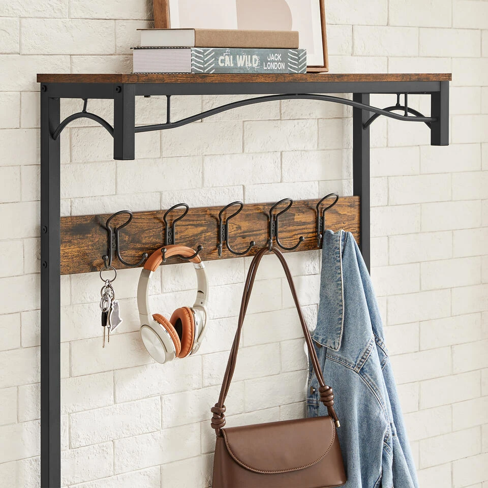 O'DADDY® Kapstok Staand - Schoenenrek - 15 Haken - 80x32x178,5 - Bruin 3 O'DADDY® Kapstok Staand - Schoenenrek - 15 Haken - 80x32x178,5 - Bruin - Afbeelding 3