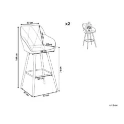 Beliani Barkruk DARIEN - Grijs Polyester -Woninginrichting Winkel 0fca485005f84eacb83d7cb3072e2338