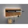 Trio Leuchten Kapstok Romy LED - 75 X 30 Cm - 4 Haken + Plank - Hout