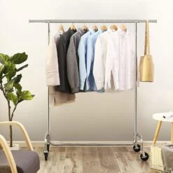 O'DADDY® Kledingrek Op 4 Grote Wielen - Tot 130 Kg Stabiel - RVS -Woninginrichting Winkel 1000012476 0110