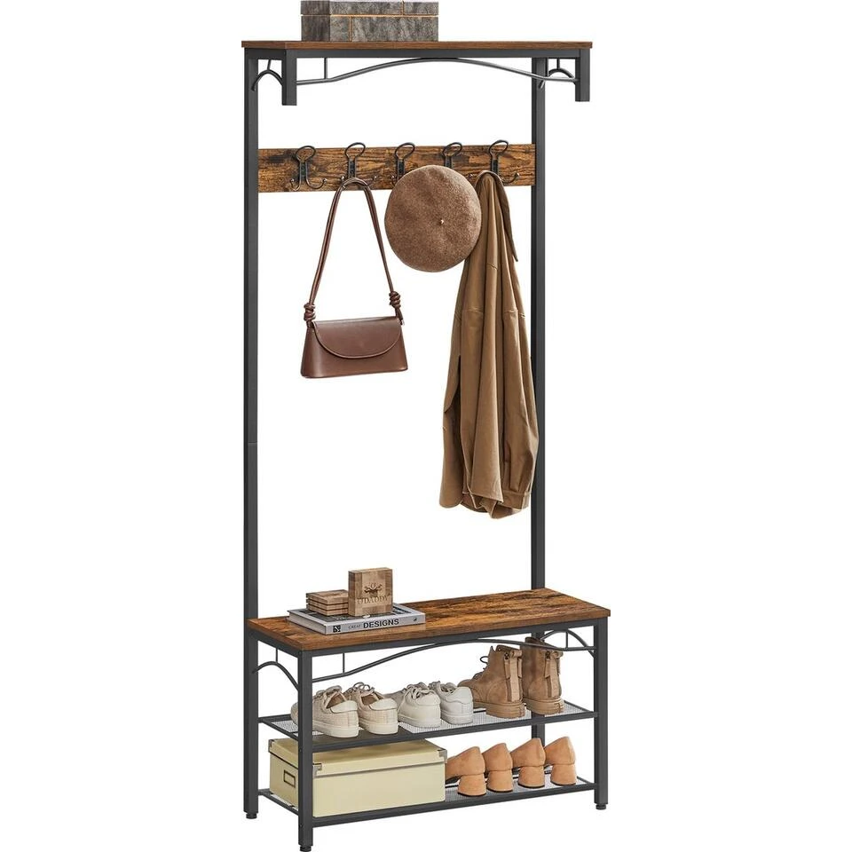 O'DADDY® Kapstok Staand - Schoenenrek - 15 Haken - 80x32x178,5 - Bruin 1 O'DADDY® Kapstok Staand - Schoenenrek - 15 Haken - 80x32x178,5 - Bruin