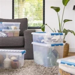 Q-line Opbergbox 36L Transparant Blauw -Woninginrichting Winkel 1000014047 0104