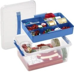 Q-line Opbergbox Met Inzet 15L Transparant Blauw -Woninginrichting Winkel 1000018252 0110