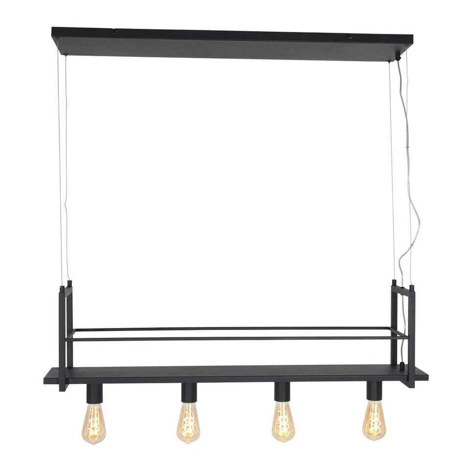 Mexlite Hanglamp - 4 Lichts - 100x140 Cm - Zwart 4 Mexlite Hanglamp - 4 Lichts - 100x140 Cm - Zwart - Afbeelding 4