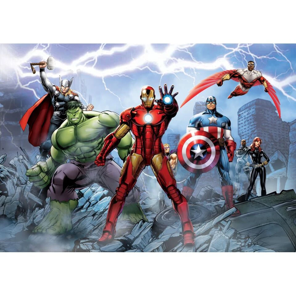 Sanders & Sanders Fotobehang - The Avengers - Blauw, Rood En Groen 1 Sanders & Sanders Fotobehang - The Avengers - Blauw, Rood En Groen