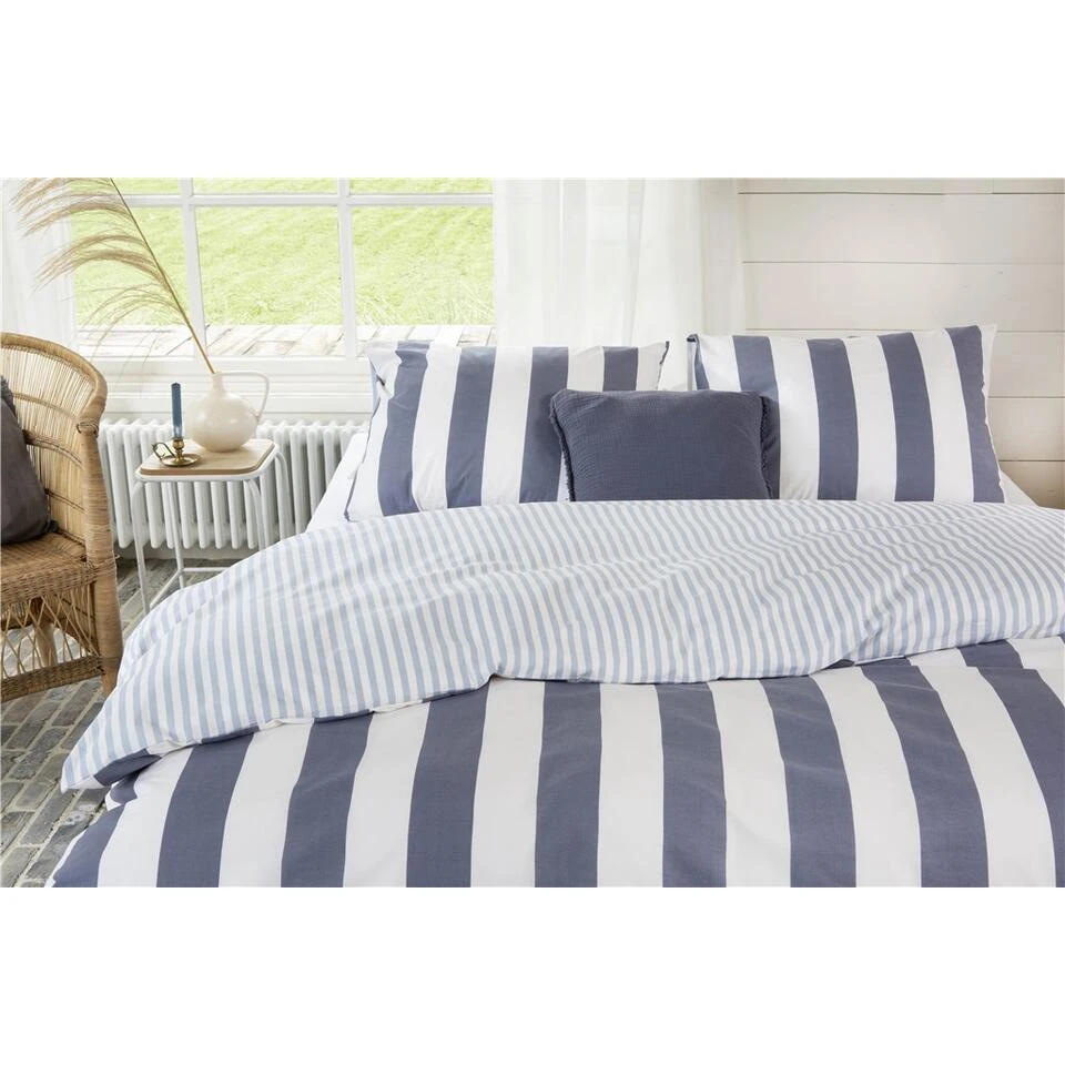 Walra - Dekbedovertrek Classic Stripe - 140x220 Cm - Blauw 2 Walra - Dekbedovertrek Classic Stripe - 140x220 Cm - Blauw - Afbeelding 2
