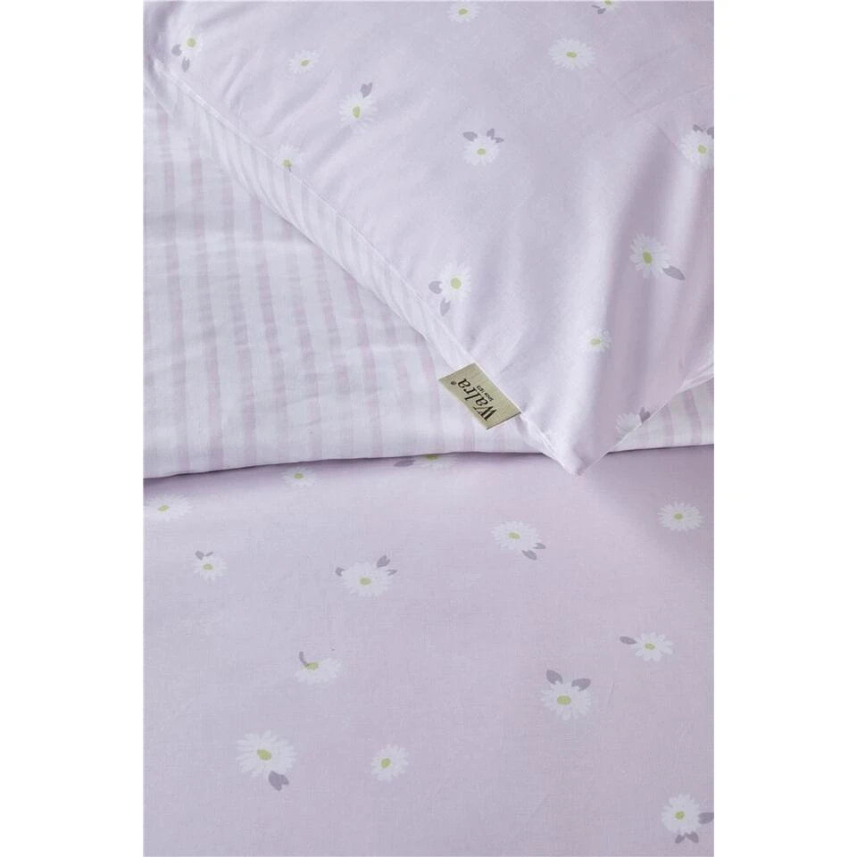 Walra - Dekbedovertrek Little Daisies - 140x220 Cm - Lila 2 Walra - Dekbedovertrek Little Daisies - 140x220 Cm - Lila - Afbeelding 2