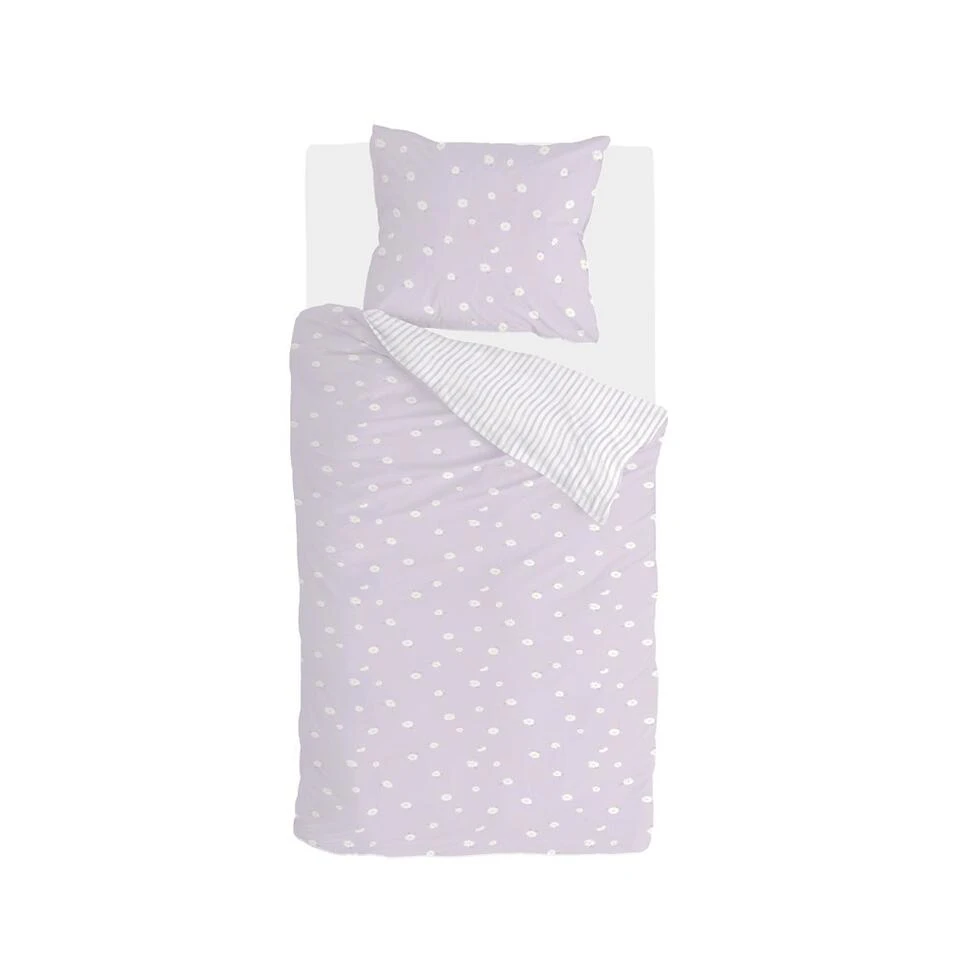 Walra - Dekbedovertrek Little Daisies - 140x220 Cm - Lila 1 Walra - Dekbedovertrek Little Daisies - 140x220 Cm - Lila