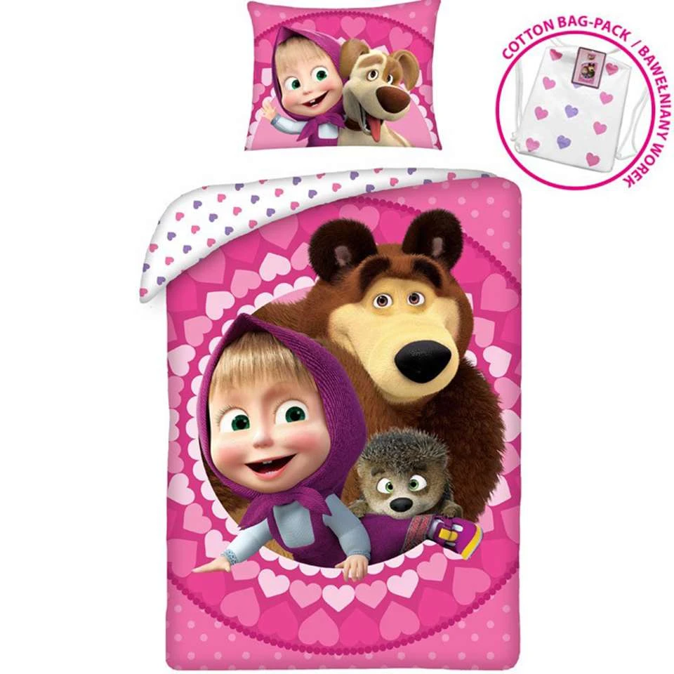 Masha En De Beer Dekbedovertrek Love - Eenpersoons - 140 X 200 Cm - Katoen 3 Masha En De Beer Dekbedovertrek Love - Eenpersoons - 140 X 200 Cm - Katoen - Afbeelding 3