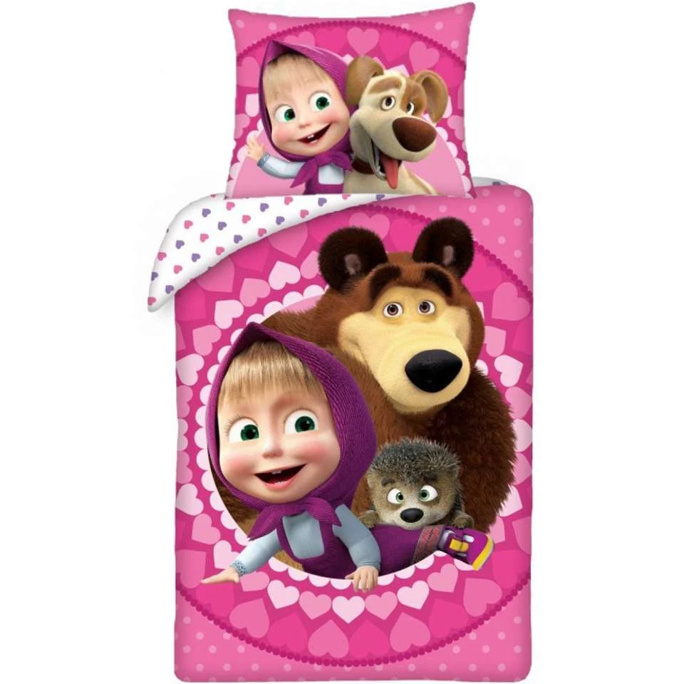 Masha En De Beer Dekbedovertrek Love - Eenpersoons - 140 X 200 Cm - Katoen 1 Masha En De Beer Dekbedovertrek Love - Eenpersoons - 140 X 200 Cm - Katoen