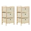 VidaXL Opbergrekken Met 3 Stoffen Manden 2 St Cederhout Beige