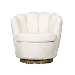 Giga Meubel Teddy Fauteuil Wit - Met Gouden Onderstel - Fauteuil Quinty