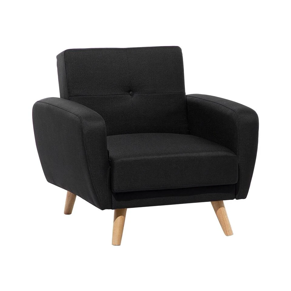 Beliani Fauteuil FLORLI - Zwart Polyester 1 Beliani Fauteuil FLORLI - Zwart Polyester