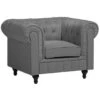 Beliani Fauteuil CHESTERFIELD - Grijs Polyester