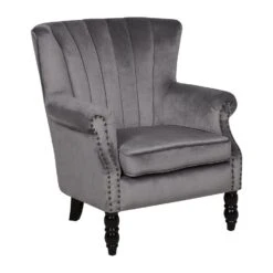 Beliani Fauteuil SVEDALA - Grijs Fluweel