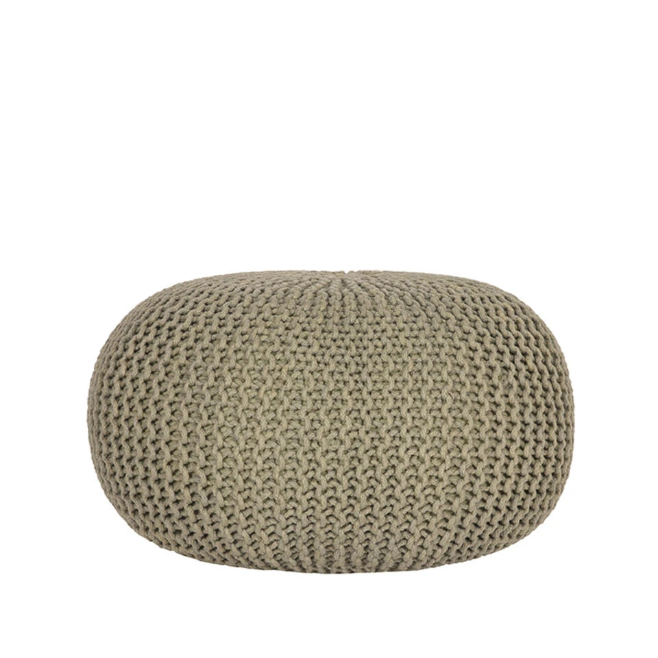 LABEL51 Poef Knitted - Olijfgroen - Katoen - L 1 LABEL51 Poef Knitted - Olijfgroen - Katoen - L