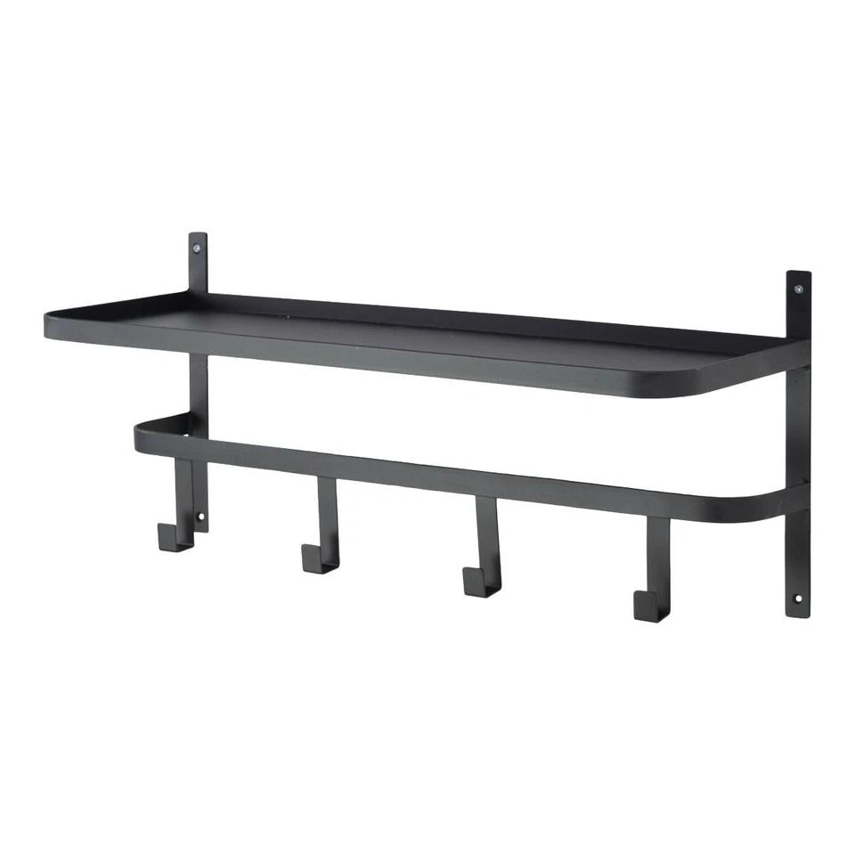 LOFT42 Shelf Kapstok - Zwart – Metaal – 4 Haken 1 LOFT42 Shelf Kapstok - Zwart – Metaal – 4 Haken