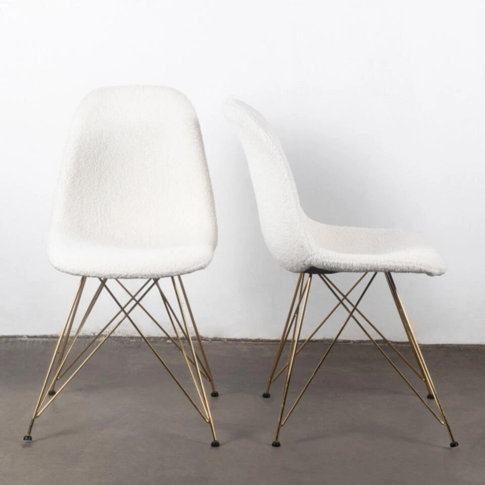 Giga Meubel Stoel Teddy Wit - Set Van 2 - 44x45x82,5cm - Jamie Luxe 4 Giga Meubel Stoel Teddy Wit - Set Van 2 - 44x45x82,5cm - Jamie Luxe - Afbeelding 4