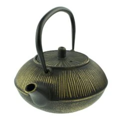 Orange85 Gietijzeren Theepot Aziatisch 0.8l Bol Zwart Met Goud -Woninginrichting Winkel 1000033125 0110