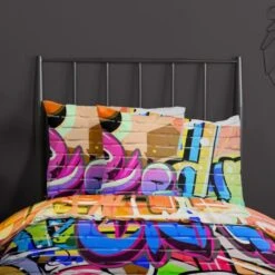 Good Morning Dekbedovertrek "Graffiti" - Multi - (140x220 Cm) -Woninginrichting Winkel 1000036003 0103