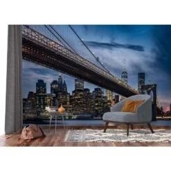 Sanders & Sanders Fotobehang - New York Skyline - Blauw, Geel En Grijs -Woninginrichting Winkel 1000038132 0102