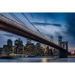 Sanders & Sanders Fotobehang - New York Skyline - Blauw, Geel En Grijs
