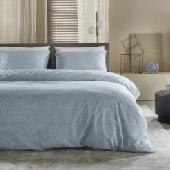 Damai Dekbedovertrek Ebba - Biologisch Katoen - 260x200/220 Cm - Soft Blue -Woninginrichting Winkel 1000038146 0102