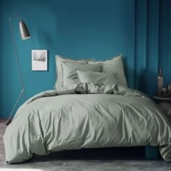 Matt & Rose Set Kussenslopen Groen - 65 X 65 Cm - Gewassen Katoen -Woninginrichting Winkel 1000038499 0103