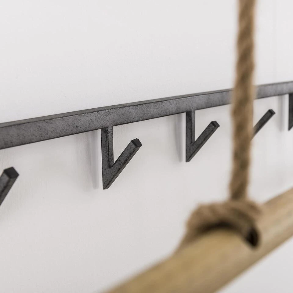 Hoyz - Kapstok Bamboe Met 6 Haken - Grijs - Wandkapstok 4 Hoyz - Kapstok Bamboe Met 6 Haken - Grijs - Wandkapstok - Afbeelding 4