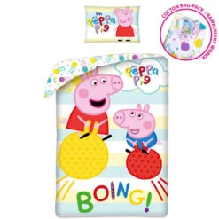 Peppa Pig Dekbedovertrek Boing - Eenpersoons - 140 X 200 Cm - Katoen -Woninginrichting Winkel 1000044587 0103