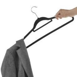 ACAZA Set Van 30 Kledinghangers Met Fluwelen Laagje, Zwart -Woninginrichting Winkel 1000045924 0102