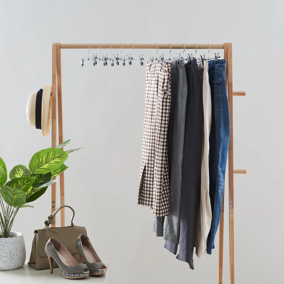 ACAZA 20 Stuks Broekhangers Met Knijpers, 30cm, Verstelbaar, Zilver En Zwart 2 ACAZA 20 Stuks Broekhangers Met Knijpers, 30cm, Verstelbaar, Zilver En Zwart - Afbeelding 2