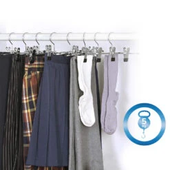 ACAZA 20 Stuks Broekhangers Met Knijpers, 30cm, Verstelbaar, Zilver En Zwart 6 ACAZA 20 Stuks Broekhangers Met Knijpers, 30cm, Verstelbaar, Zilver En Zwart -Woninginrichting Winkel 1000045939 0102