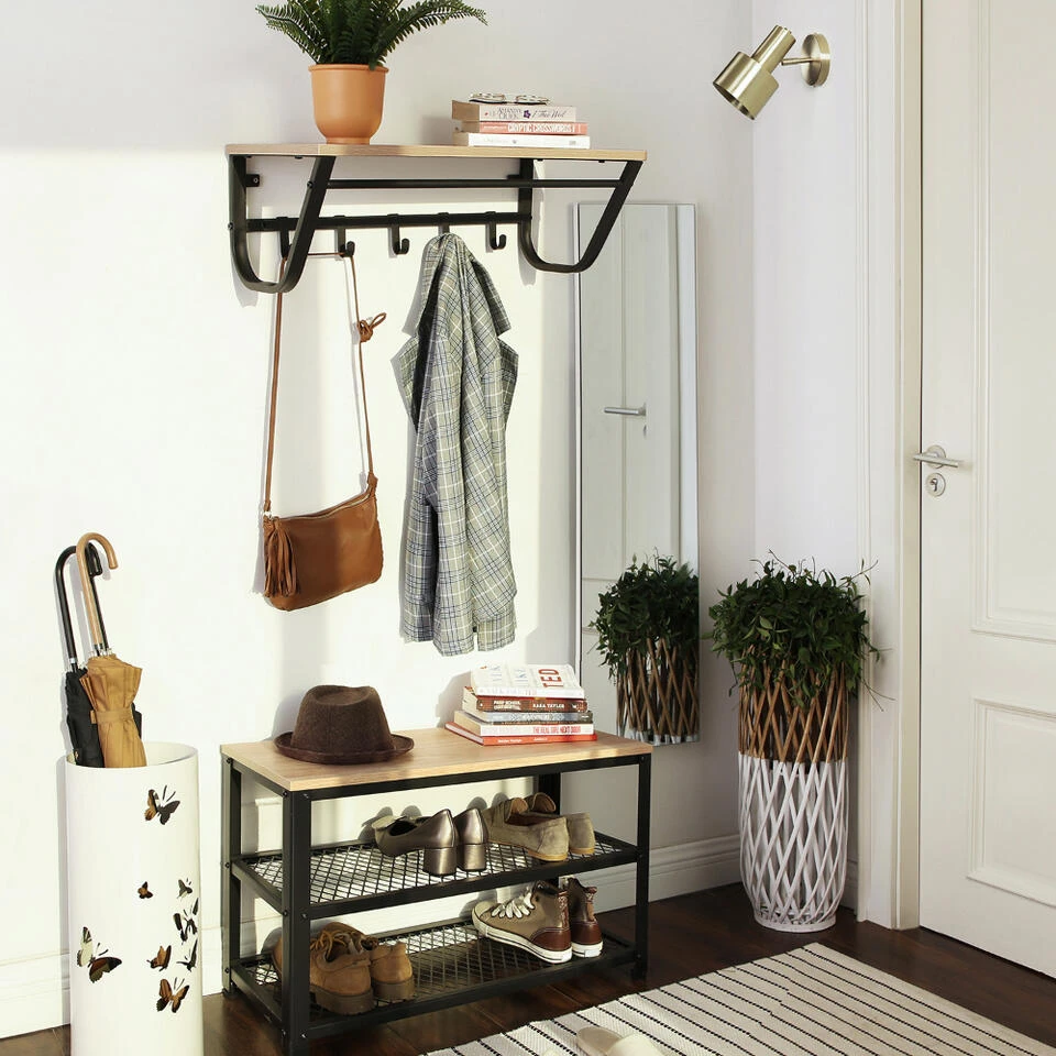 ACAZA Kapstok - Wandkapstok Met Haken In Lichte Eik - 60 Cm 2 ACAZA Kapstok - Wandkapstok Met Haken In Lichte Eik - 60 Cm - Afbeelding 2