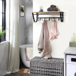 ACAZA Kapstok - Wandkapstok Met Haken In Lichte Eik - 60 Cm 6 ACAZA Kapstok - Wandkapstok Met Haken In Lichte Eik - 60 Cm -Woninginrichting Winkel 1000046835 0102