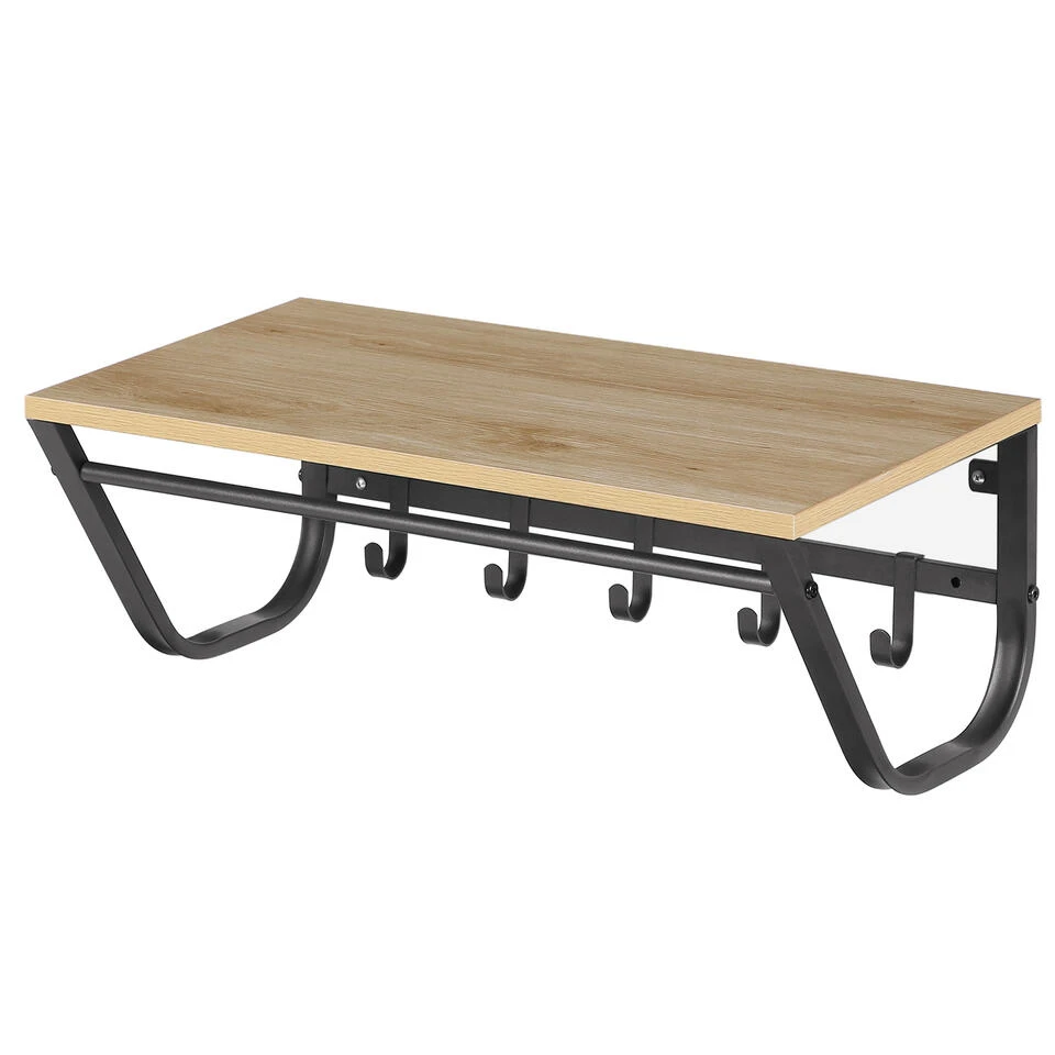 ACAZA Kapstok - Wandkapstok Met Haken In Lichte Eik - 60 Cm 1 ACAZA Kapstok - Wandkapstok Met Haken In Lichte Eik - 60 Cm