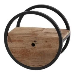Industrieel Rond Wandrek Hout En Metaal Liv 30 Cm 25x30x30 Cm Hardhout