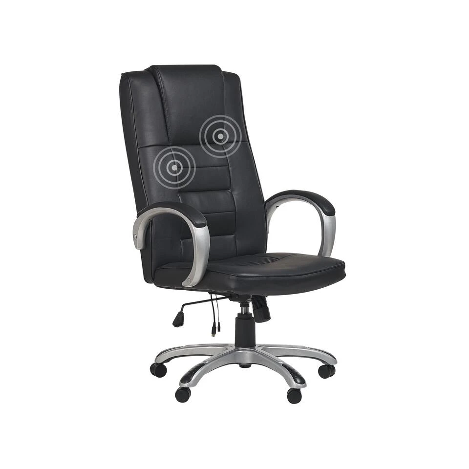 Beliani Bureaustoel GRANDEUR - Zwart Kunstleer 1 Beliani Bureaustoel GRANDEUR - Zwart Kunstleer