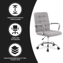 Xairo Milaan - Bureaustoel - Stof - Grijs -Woninginrichting Winkel 1000050229 0102