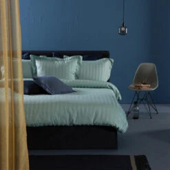 Damai Dekbedovertrek Katoen-satijn - 200x200/220cm - Mist Groen Gestreept -Woninginrichting Winkel 1000051422 0103