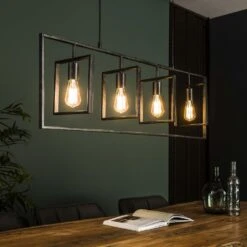 Hoyz - Hanglamp Met 4 Lampen - Turn Square - Grijs - 109cm Breed - Industrieel -Woninginrichting Winkel 1000051688 0102