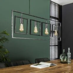 Hoyz - Hanglamp Met 4 Lampen - Turn Square - Grijs - 109cm Breed - Industrieel -Woninginrichting Winkel 1000051688 0103