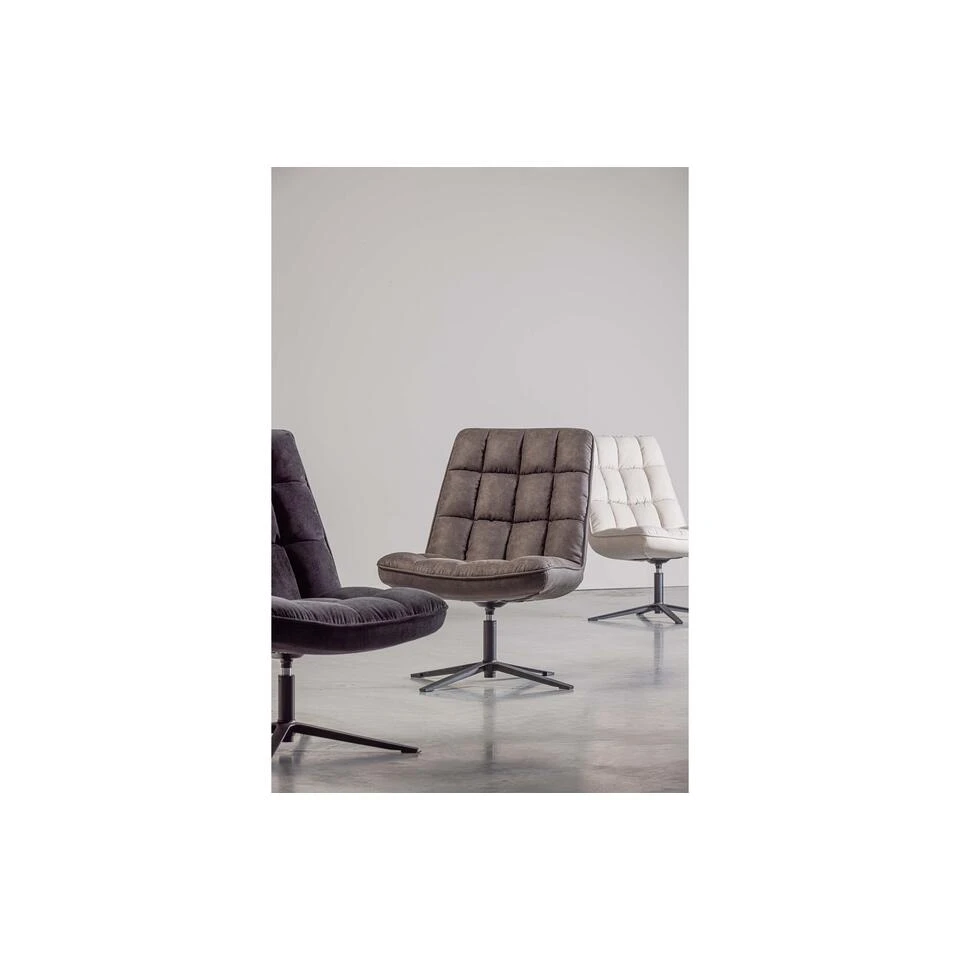 WOOOD Dirkje Draaifauteuil - Leerlook - Zwart - 101x70x85 2 WOOOD Dirkje Draaifauteuil - Leerlook - Zwart - 101x70x85 - Afbeelding 2