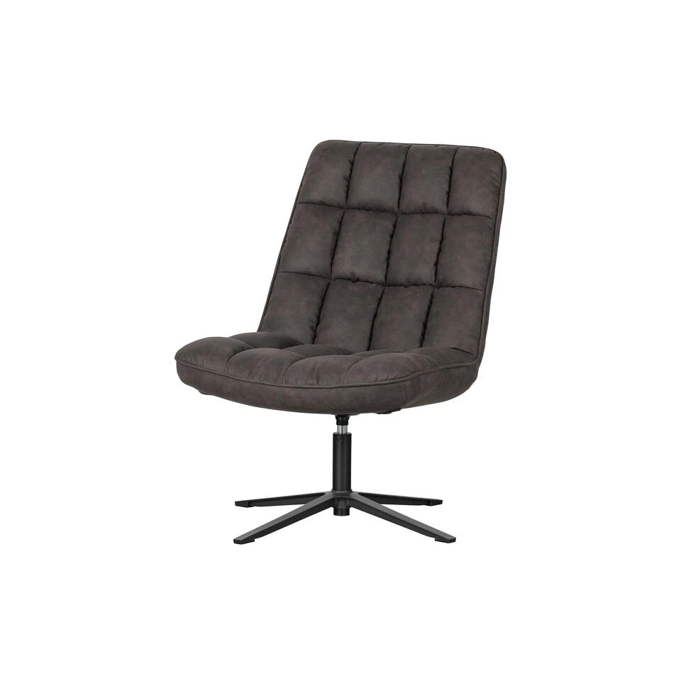 WOOOD Dirkje Draaifauteuil - Leerlook - Zwart - 101x70x85 4 WOOOD Dirkje Draaifauteuil - Leerlook - Zwart - 101x70x85 - Afbeelding 4