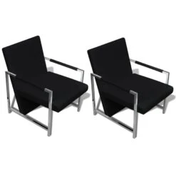 VidaXL Fauteuils 2 St Met Chroom Frame Kunstleer Zwart