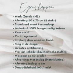 Zavelo Kussenslopen - Hotelkwaliteit - Set Van 2 Stuks - Roze - 60x70cm - 100... -Woninginrichting Winkel 1000061753 0102