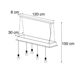 QAZQA Landelijke Hanglamp Zwart Met Hout 5-lichts - Flair -Woninginrichting Winkel 1000061827 0102
