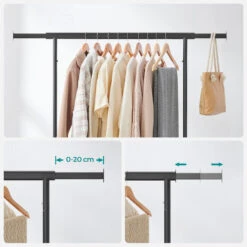 O’DADDY® Kledingrek 4 Wielen – Stabiel Tot 90kg - Garderoberek - Zwart -Woninginrichting Winkel 1000064371 0103